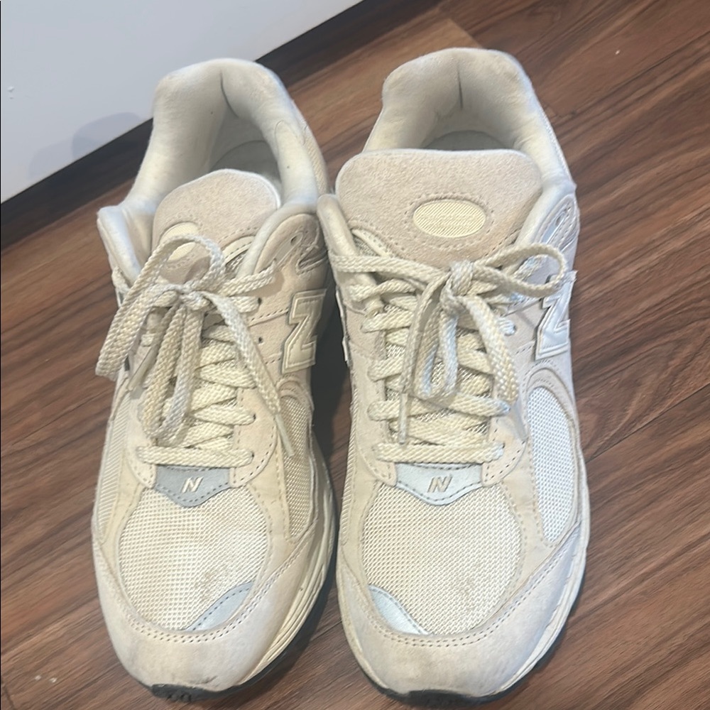 New Balance 2002R Cream Mesh & Suede Sneakers